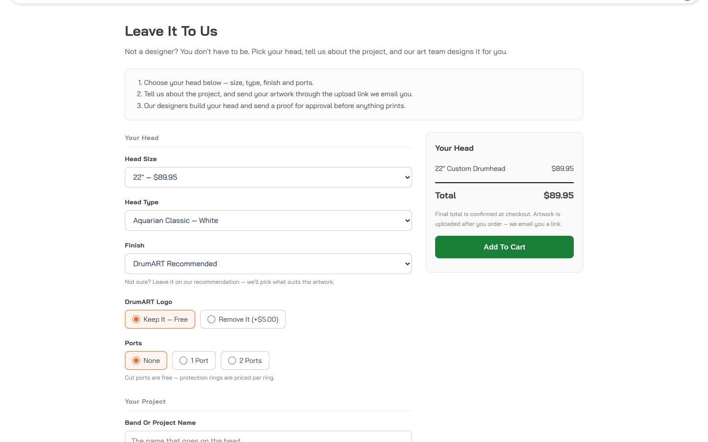 The Leave It To Us order form